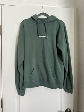 Unisex Forest Green Pullover Hoodie with Subtle Chest Text